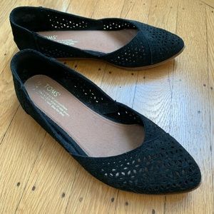 TOMS Julie black suede flat